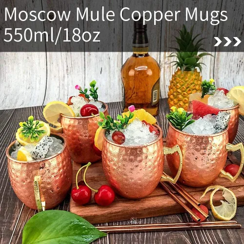 Miniatura 2 de LINALL Moscow Mule - Juego de 4 tazas de cobre y juego de 8 tazas de acero inoxidable chapadas en cobre de 18 onzas, para bebidas frías (12 piezas)
