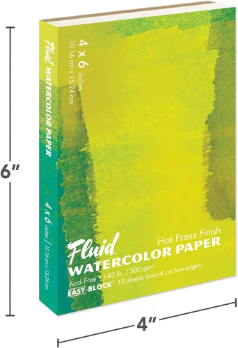 Miniatura 2 de Fluid Artist Bloque de acuarela, 140 libras (300 GSM) bloc de papel de prensa en caliente para pintura de acuarela y medios húmedos