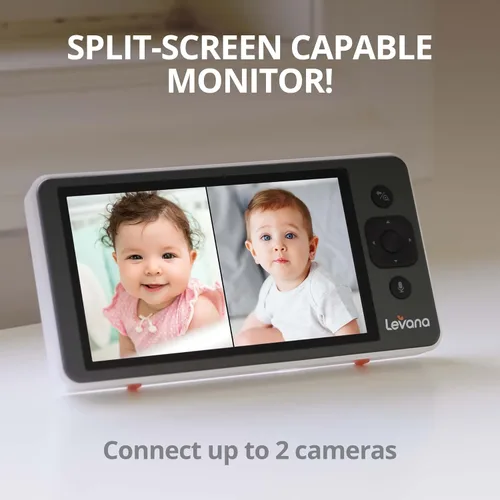 Miniatura 9 de Levana Monitor de bebé Ella Video, pantalla 720P de 5 pulgadas, 2 cámaras PTZ, 4 días de duración de la batería, batería de 3800 mAh, visión