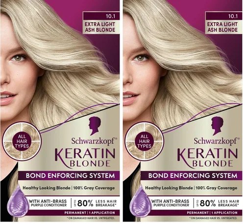 Miniatura 12 de Schwarzkopf Keratin Color - Tinte permanente para el cabello, 10.1 rubio ceniza extraclaro, 1 aplicación - Tinte permanente para el cabello