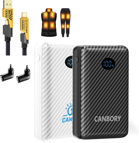 Paquete de 2 baterías de 5 V 2A/3 A para chaleco calentado, batería externa de 12000 mAh para ropa calentada con pantalla LED con puerto de 7.4 V CC