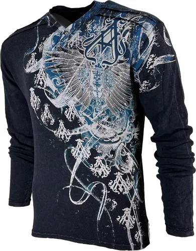 Miniatura 5 de Archaic by Affliction - Camisa térmica para hombre, corte de madera, color negro, Negro