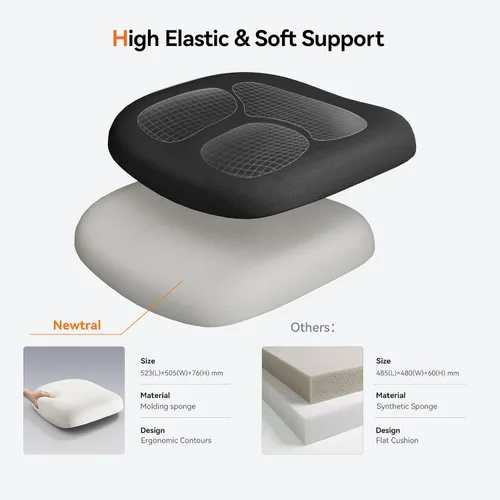 Miniatura 9 de Newtral Silla ergonómica de oficina en casa, silla de escritorio de respaldo alto con soporte lumbar adaptativo único, reposacabezas ajustable