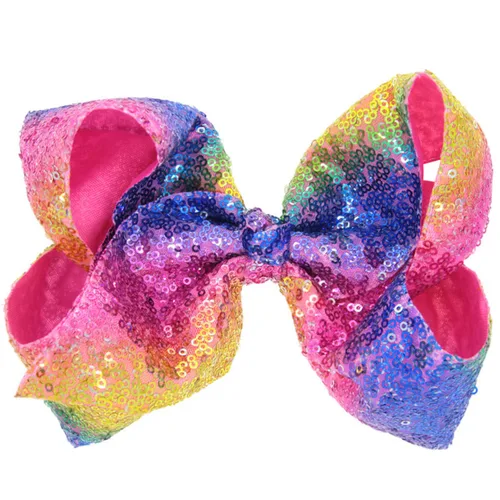 Lazos para el pelo de lentejuelas arcoíris (8 pulgadas): clips y alfileres de cocodrilo con purpurina para niñas, niños pequeños, mujeres, perfectos