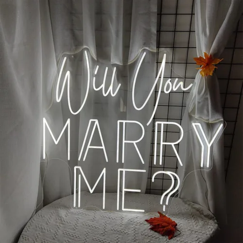 Miniatura 5 de Letrero de neón con texto en inglés «Will You Marry Me» para decoración de pared, letreros LED, 30 pulgadas de Mr & Mrs para decoración de pared