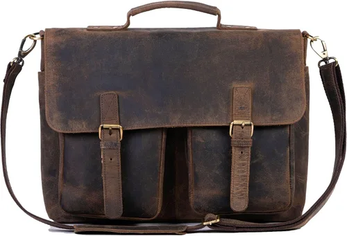 Miniatura 8 de KomalC Maletín de cuero de 18 pulgadas para computadora portátil, bolsas de mensajero para hombres y mujeres, la mejor bolsa de oficina