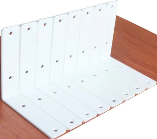 Miniatura 80 de Paquete de 12 soportes de estante en L de 8 pulgadas de largo x 6 pulgadas de alto x 1.5 pulgadas de ancho, 5 mm de grosor, soporte de estante en L