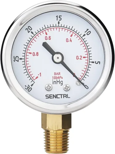 Miniatura 15 de SENCTRL Medidor de presión de 200 psi, tamaño de dial de 2 pulgadas, montaje trasero 1/4 NPT, impermeable, caja de acero inoxidable, para filtro