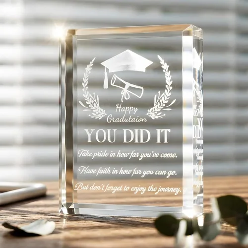 Miniatura 9 de YWHL Regalos de graduación para él o ella, regalos inspiradores para graduados de la clase de 2025, recuerdo de graduación de cristal grabado
