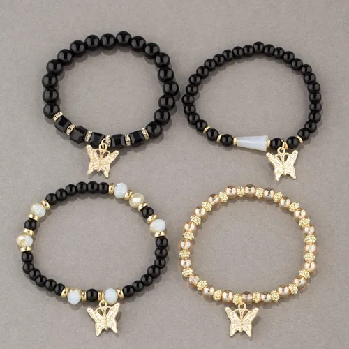 Miniatura 4 de Pingyongchang Pulseras bohemias para mujer, estilo bohemio, multicapa, con cuentas doradas, apilables, elásticas, hechas a mano, multicolor