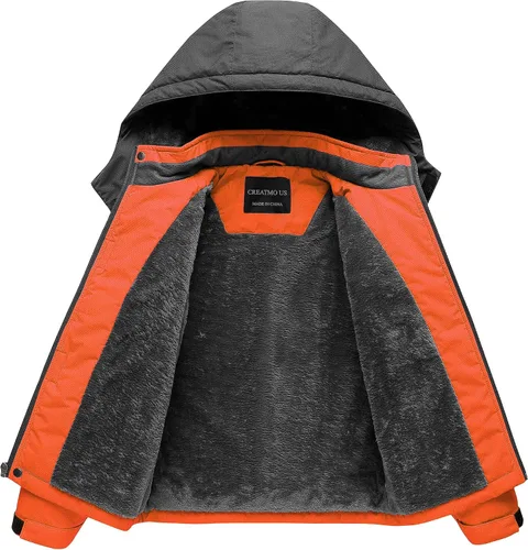 Miniatura 3 de CREATMO US Chaqueta de esquí impermeable para niño, abrigo de invierno cálido para nieve, resistente al viento, chaqueta de lluvia para snowboard