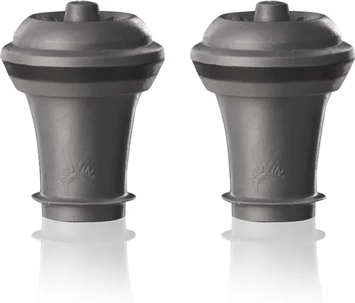 Vacu Vin Juego de 2 tapones de vacío para guardar vino, color gris, sellado hermético para botellas abiertas para preservar la frescura hasta 10