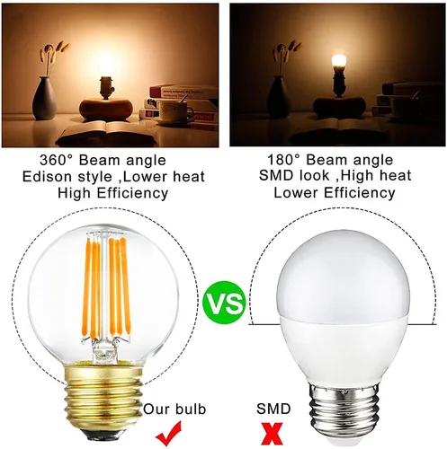 Miniatura 6 de Leools Bombillas LED regulables G16.5, bombillas LED Edison E26 de 6 W, blanco cálido 2700 K, 600 lm, 6 W igual a 60 vatios, bombilla de globo G50