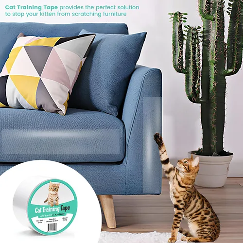 Miniatura 8 de ELK Cinta de entrenamiento antiarañazos para gatos, disuasorio de arañazos, 100% transparente, protector de muebles de interior para silla, sofá