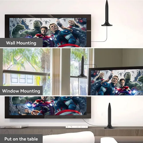 Miniatura 6 de Antena de TV para Smart TV, antena de TV digital transparente 4K HD 2024 para interiores de más de 300 millas de alcance con amplificador de señal