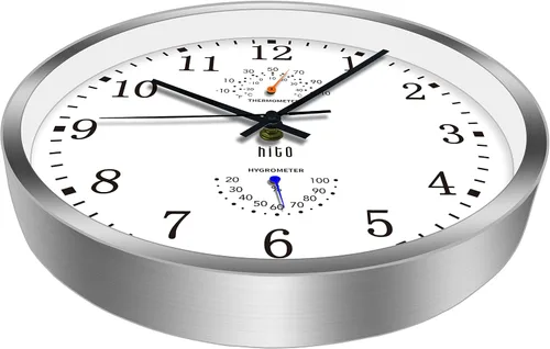 Miniatura 2 de HITO Reloj de pared silencioso de 14 pulgadas, funciona con pilas, reloj de pared grande para decoración de sala de estar, oficina, aula, dormitorio