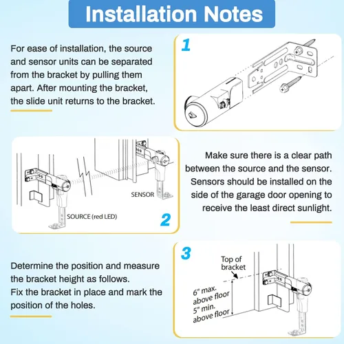 Miniatura 6 de Sensores de puerta de garaje para Genie/Overhead, sensor de puerta de garaje GSTB-R STB-BL compatible con abrepuertas de garaje Genie/Overhead