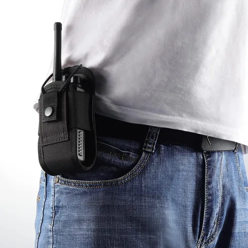 Miniatura 2 de Molle - Funda de radio para walkie talkie para cinturón de servicio, funda de radio, bolsa de intercomunicación táctica de caza (1 paquete, negro)