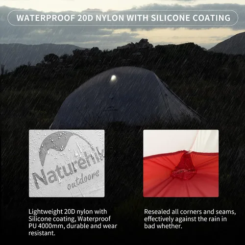 Miniatura 7 de Naturehike Cloud Up - Tienda de campaña para 1 persona, tiendas ligeras para mochileros para un hombre, tienda de campaña ultraligera impermeable