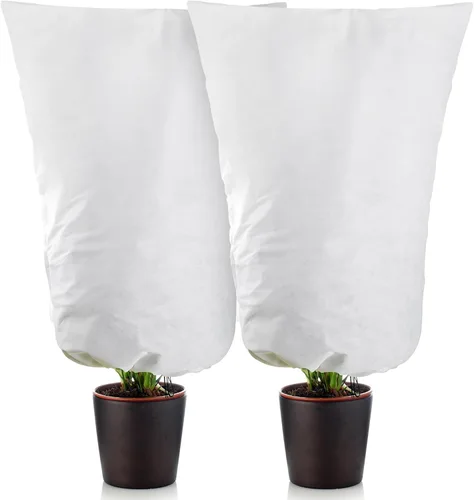 Alpurple Paquete de 2 fundas de invierno con cordón para plantas de gran tamaño, 39 x 63 pulgadas, bolsas cálidas de protección para plantas, manta