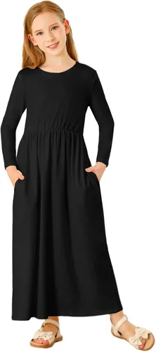 Miniatura 4 de 21KIDS Vestido largo para niñas de 6 a 12 años con bolsillos para niñas