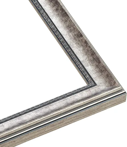 Miniatura 4 de Marco de madera real plateada de 25 x 25 pulgadas de ancho de 1.125 pulgadas Profundidad del marco interior de 0.5 pulgadas Completo