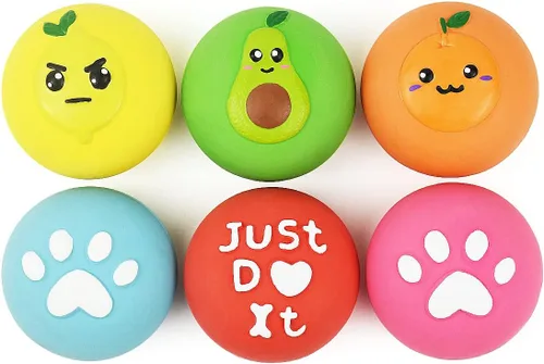 Miniatura 14 de Pelota chirriante para perros, juguetes chirriantes de goma de látex suave para perros pequeños, cachorros, lindos juguetes chirriantes para jugar a