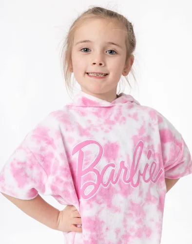 Miniatura 10 de Barbie Poncho de toalla para niñas Toalla de baño rosa con teñido anudado para niños Bata cambiadora gráfica de muñeca Acogedor traje de baño