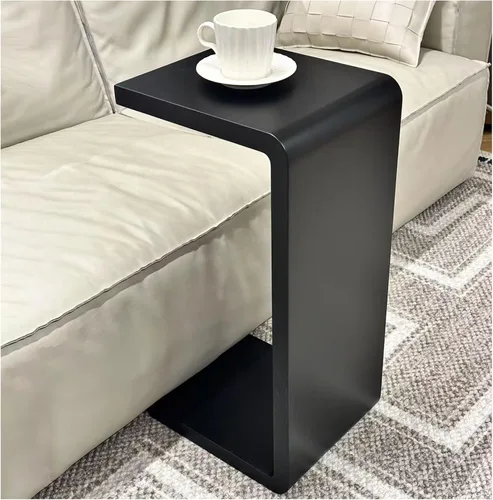 Miniatura 7 de Mesa auxiliar en forma de C, mesa auxiliar de madera maciza para sofá, cama y sala de estar, mesa auxiliar pequeña para aperitivos que ahorra