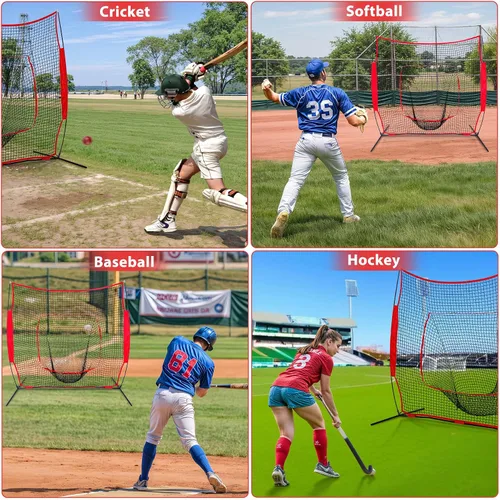 Miniatura 6 de F2C 7'x7' Baseball and Softball Practice Net Portable Hitting Pitching Net with Strike Zone Target, Carry Bag, for All Skill Levels