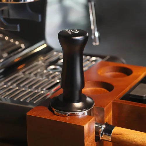 Miniatura 7 de MEION Espresso Tamper - Manipulador de café de 1.929 in, calibrado de doble resorte con base de acero inoxidable, viene con almohadilla de Negro