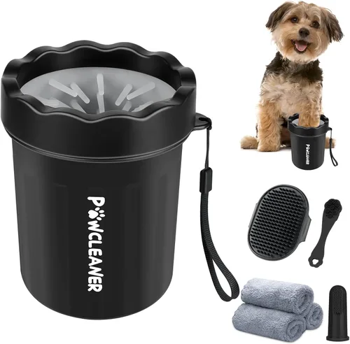 Limpiador profesional 7 en 1 de patas de perro para perros y gatos, incluye 1 lavadora de patas portátil, 1 cepillo de baño, 2 cepillos de dientes