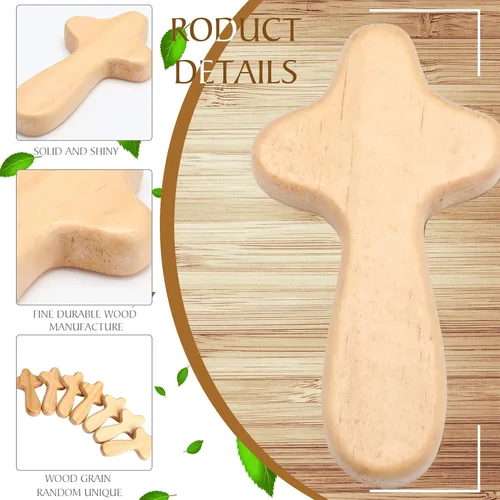 Miniatura 3 de 24 cruces de madera a granel, bolsillo de oración de mano, cruz de pino, pascua, cruz, Jesús, aferrado, regalo cristiano religioso para la primera