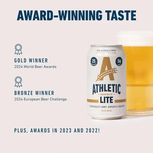 Miniatura 2 de Athletic Brewing Company Cerveza artesanal sin alcohol, baja en carbohidratos con cuerpo ligero de arroz y malta, combina con ensalada y pizza
