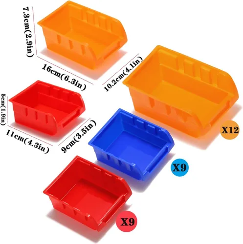 Miniatura 3 de Kit de 30 cubos de almacenamiento montados en la pared, estante organizador de herramientas, organizador de herramientas de garaje, contenedores