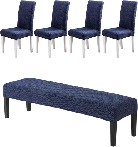 Miniatura 20 de CRFATOP 4 Piezas de Fundas Elásticas para Silla de Comedor con Funda para Banco Fundas Impresas para Silla de Comedor Fundas para Cojín de Asiento