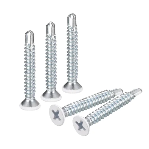 Miniatura 8 de uxcell Tornillos blancos #8 x 1/2" Tornillos autoperforantes, 100 tornillos Phillips de cabeza plana para chapa metálica Tornillos de madera a metal