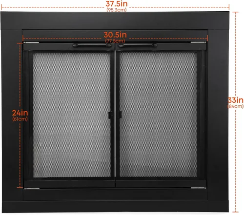 Miniatura 2 de Stanbroil Puerta estilo gabinete de cristal para chimenea, acabado negro, mediano, puerta de pantalla decorativa para chimenea accesorios