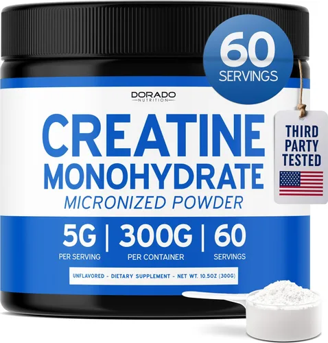 Monohidrato de creatina en polvo 5G l micronizado y sin sabor l 60 porciones 5000 mg por porción l Suplemento de creatina pura para hombres y