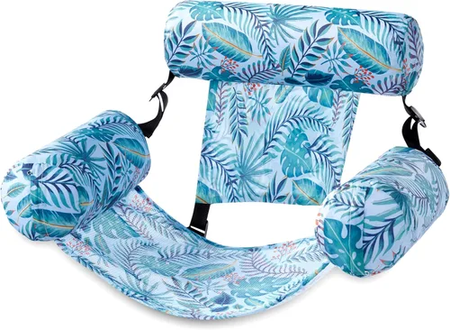 Sloosh Sillas flotantes de piscina para adultos, sillas inflables de piscina, hamaca flotante con patrón de plantas para adultos, flotadores de