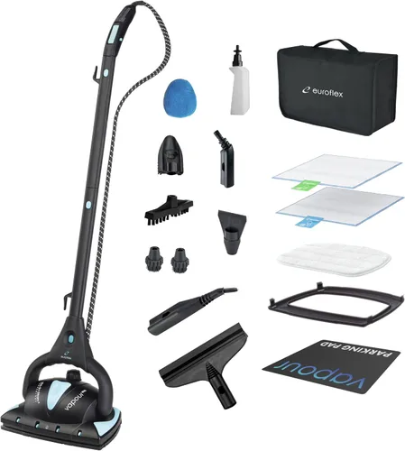 Euroflex Vapour Pro Mopa a Vapor y Limpiador de Vapor Todo en Uno, Set de 20 Piezas - Grado Comercial 295°F y 50 PSI - Calificado #1 por Good