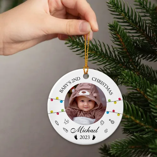 Miniatura 2 de Foto personalizada para el primer adorno de Navidad del bebé 2026, regalo de recuerdo del bebé, adornos de foto de primera Navidad para bebé