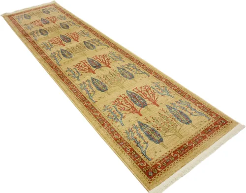 Miniatura 4 de Unique Loom Fars Collection - Alfombra moderna de diseño botánico inspirado en tribal, 2 pies 7 pulgadas x 10 pies 0 pulgadas, bronceado/rojo
