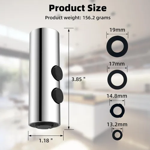 Miniatura 3 de Hibbent Pulverizador extraíble para fregadero, cabezal de grifo de cocina de 2 funciones, cabezal rociador desplegable para baño con conector macho