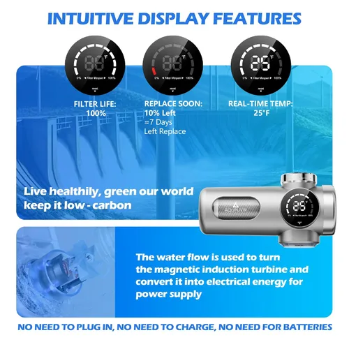Miniatura 4 de Filtro de agua para grifo, filtro de 3 etapas con pantalla UV-C y autoalimentada, modos dobles para agua de grifo/filtrada, seguro para alimentos