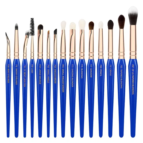 Miniatura 2 de Bdellium Tools Cepillo de maquillaje profesional Triángulo dorado - Ojos Sólo 15 piezas Juego de brochas con bolsa de pie