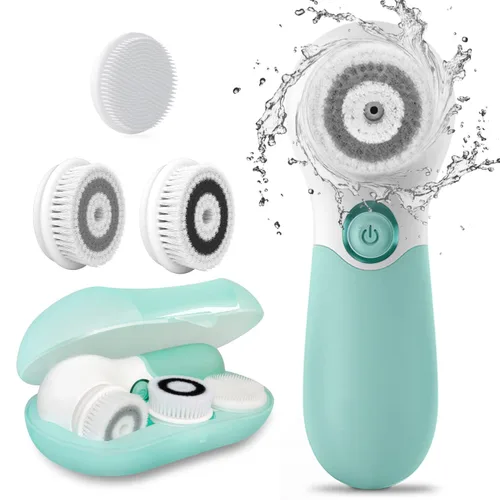 Cepillo de limpieza facial eléctrico exfoliante facial con 3 cabezales limpiadores y 2 velocidades ajustables para limpieza profunda, eliminación de