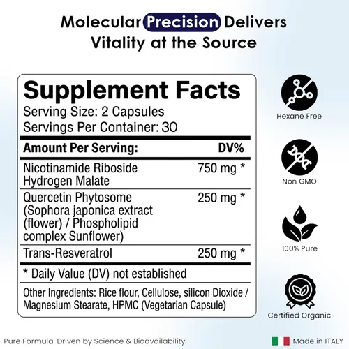Miniatura 2 de Suplemento liposomal NAD+ con resveratrol - Ribosida de nicotinamida 1000 mg - Suplementos NAD para mujeres y hombres - Alternativa de suplemento
