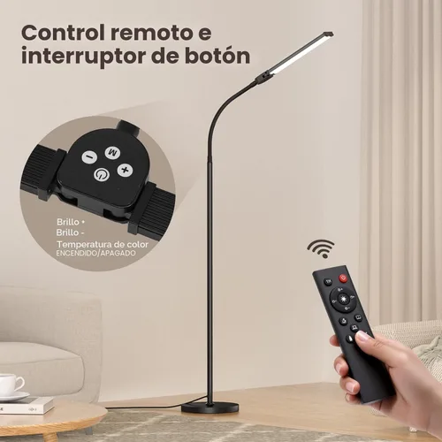 Miniatura 5 de Lámpara de pie LED para sala de estar, lámparas de lectura brillantes para oficina, colores, temperaturas y brillo ajustables, lámpara de pie