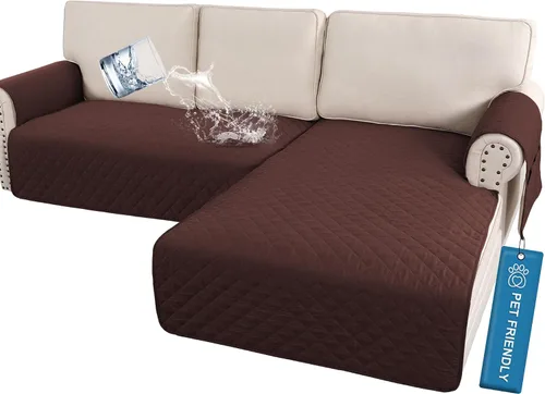 Miniatura 23 de H.VERSAILTEX Fundas de sofá para sofá seccional, 2 piezas, funda de sofá en forma de L, 100% impermeable y lavable, protector de sofá para perros